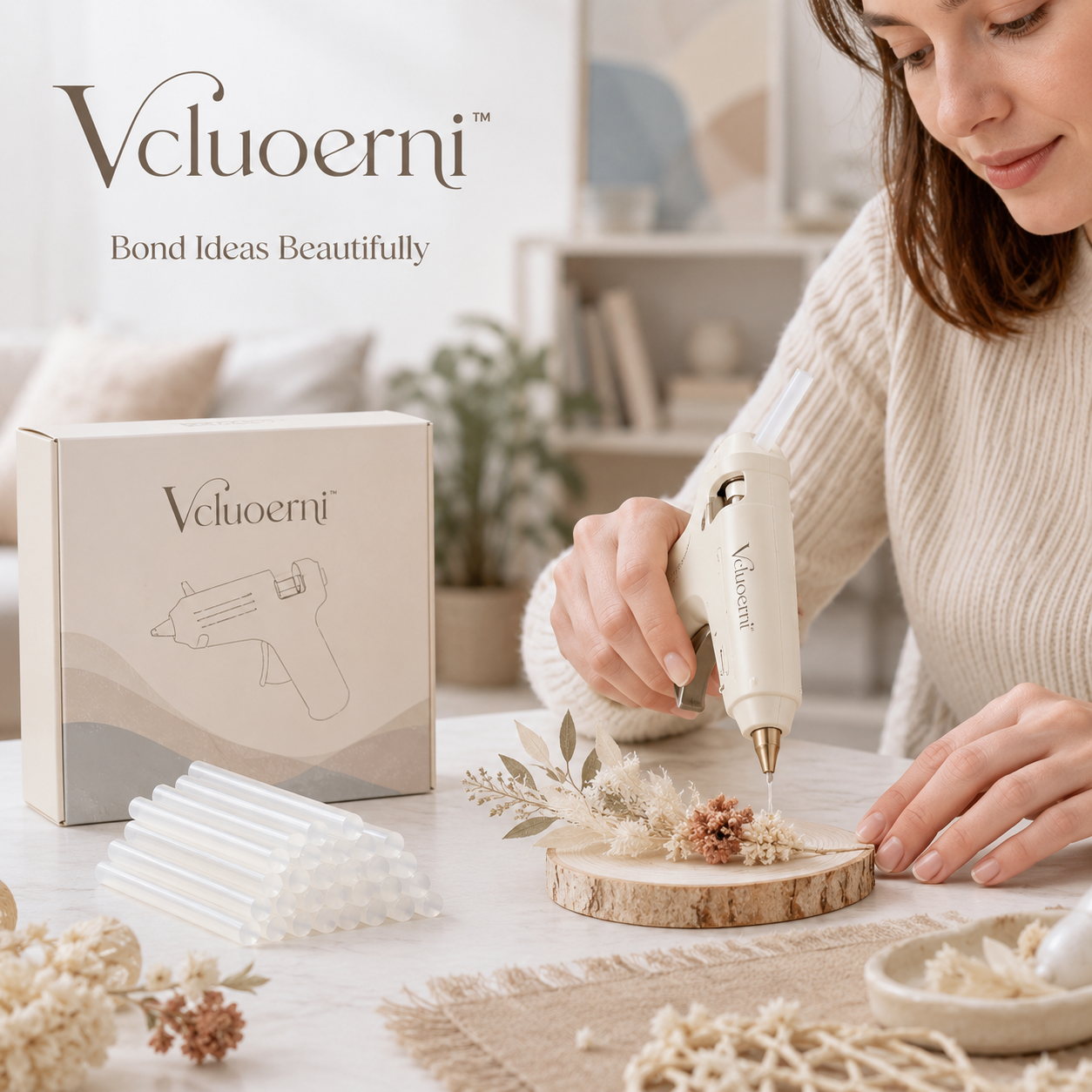 Vcluoerni™ Mini Hot Glue Gun Craft Kit – Compact 20W Glue Tool with 30 Clear Glue Sticks and Safety Stand
